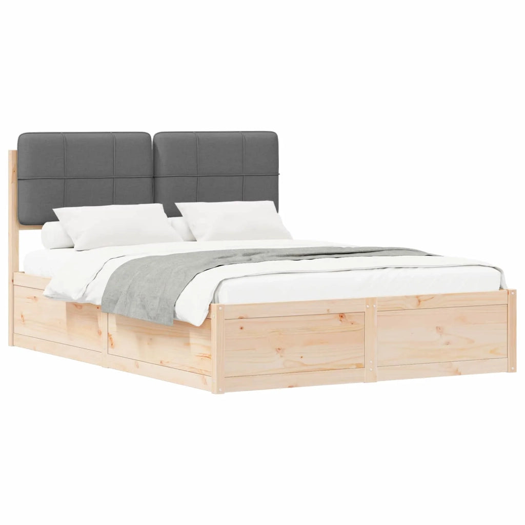 Letto con Testiera Rivestita Grigio scuro 140 x 200 cm
