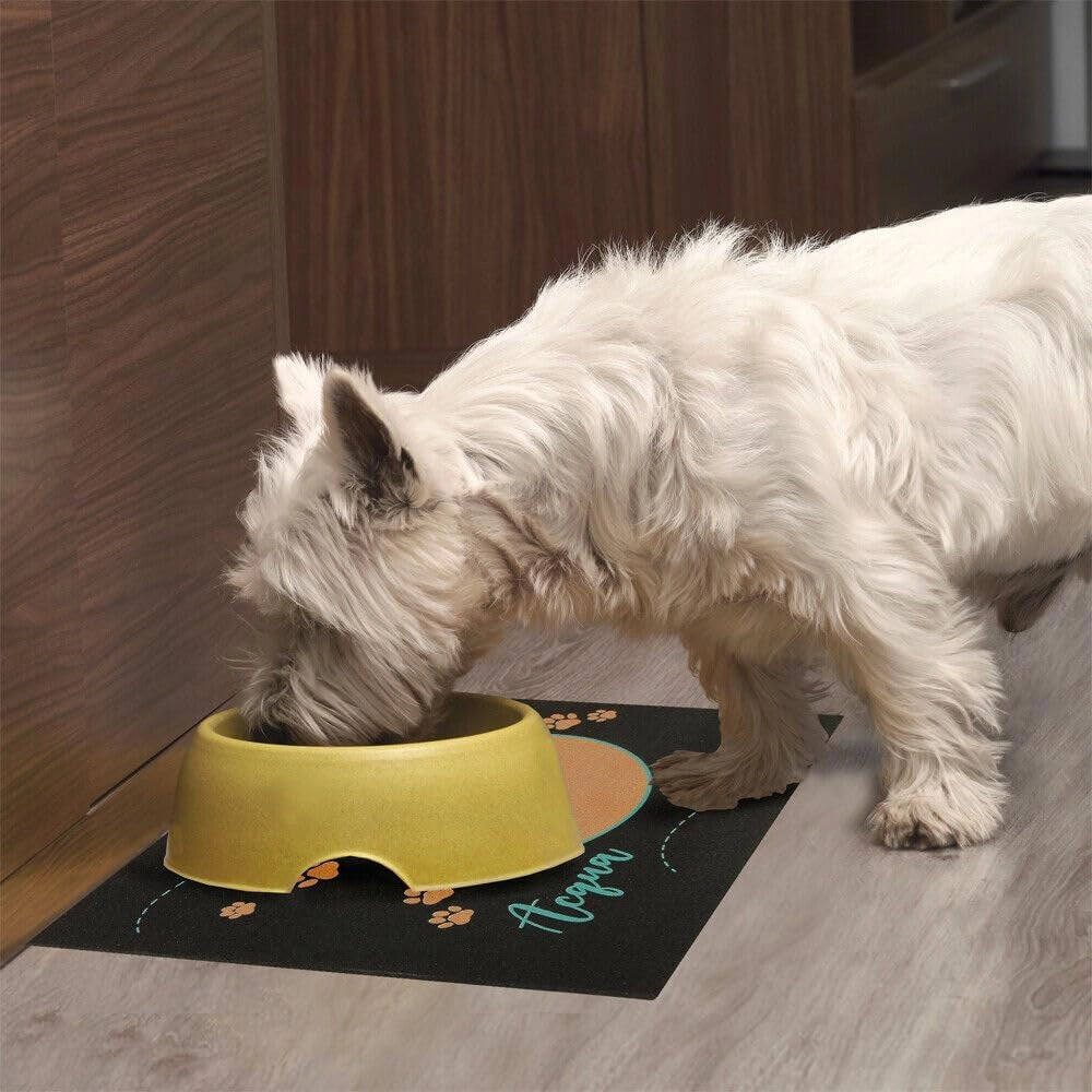 Coppia Tappetini SottoCiotola Gomma Sostenibile Antiscivolo 30x30 cm Cane Gatto Dis.B