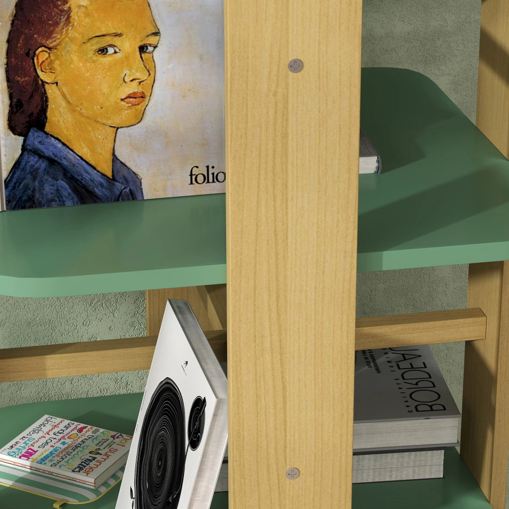 Libreria per Bambini con Ruote ¨C Minimal ¨C Verde 3 Ripiani