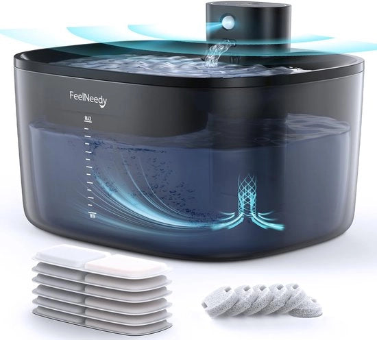 Fonteino per gatti senza fili con sensore di movimento e batteria da 4000mAh, 4L fonteino per gatti senza fili senza consumo di energia con sensore, funzionante con batterie, dispensatore d'acqua silenzioso e automatico per gatti.