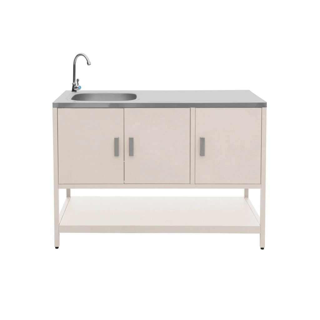 Mobile da cucina a isola da esterno in acciaio, 2 moduli, beige