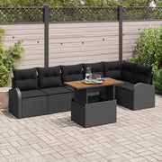 Set Divano da Giardino con archiviazione 7 pcs Nero Poly Rattan
