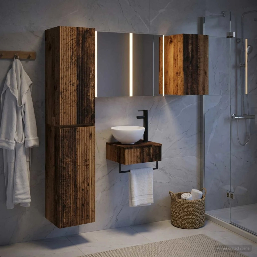 Set di mobili per il bagno 5 pcs Legno antico 3407261