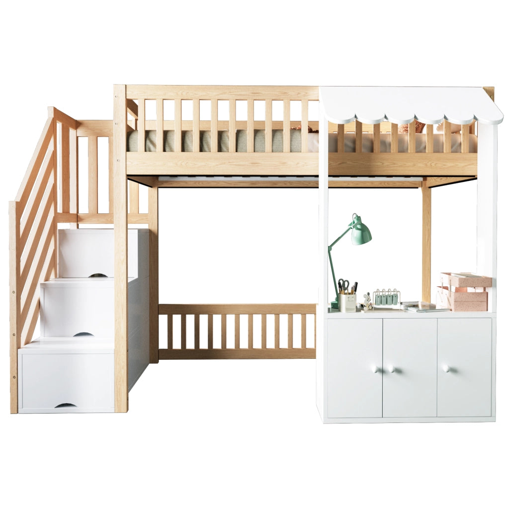 letto a castello in legno massello e mdf colore legno 90 x 200 cm