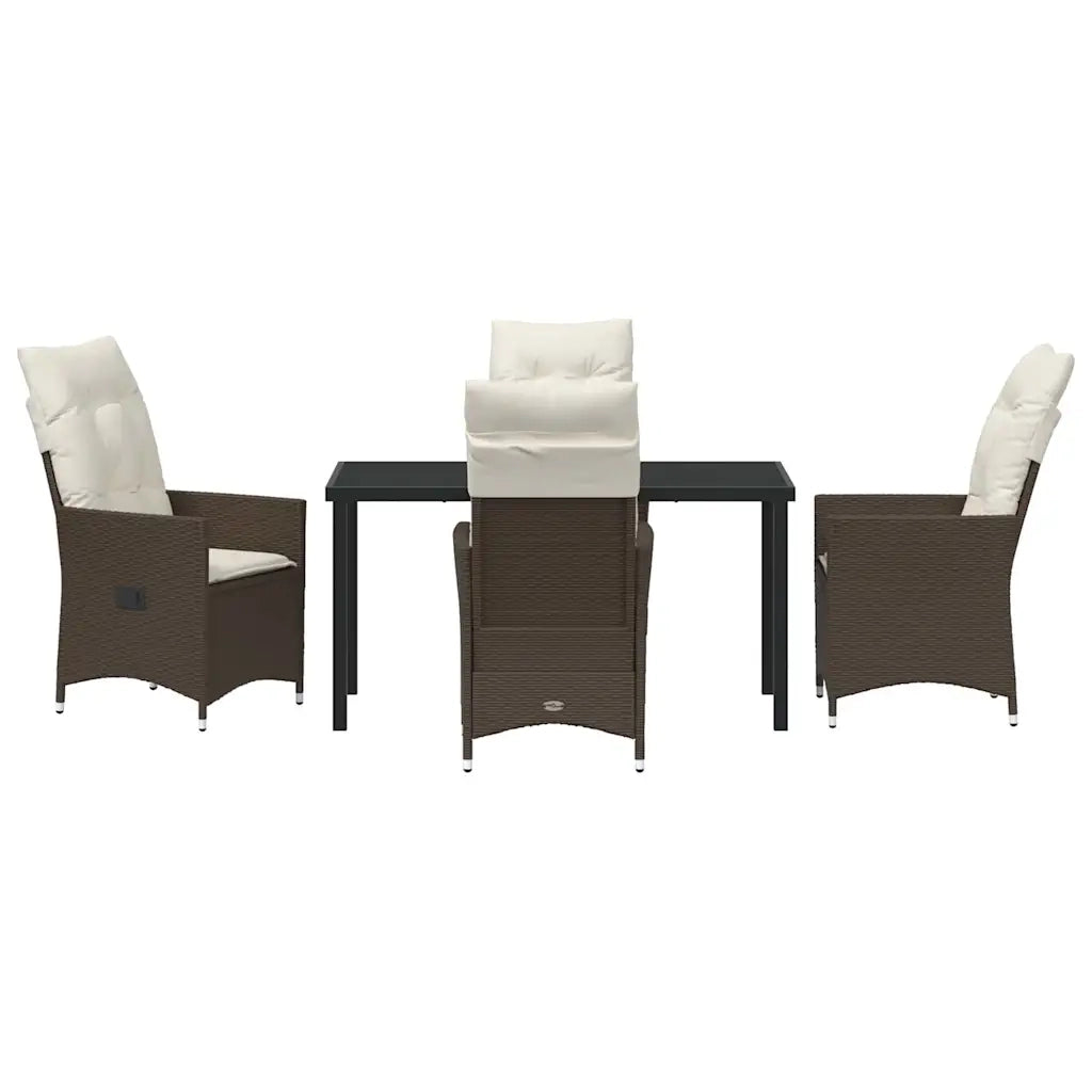 Set da Pranzo per Giardino con cuscino 5 pcs Marrone polyrattan 3379543