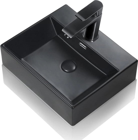 Wastafello a muro con rubinetto e vasca d'acqua 505x42x14 cm - lavabo quadrato - lavabo da bagno a muro con foro di scarico e vasca d'acqua - lavabo per bagno con rubinetto e vasca d'acqua