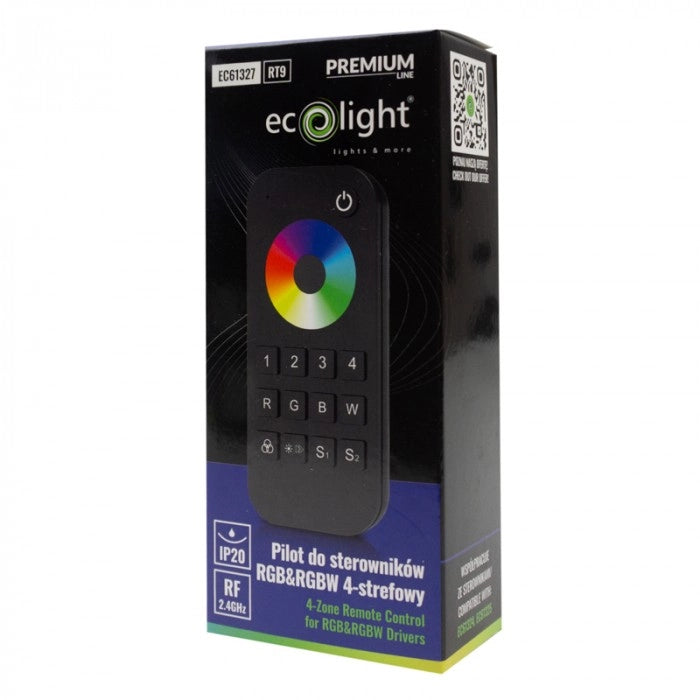 Telecomando RF RT9 RGB/RGBW 4 zone touch nero Ecolight