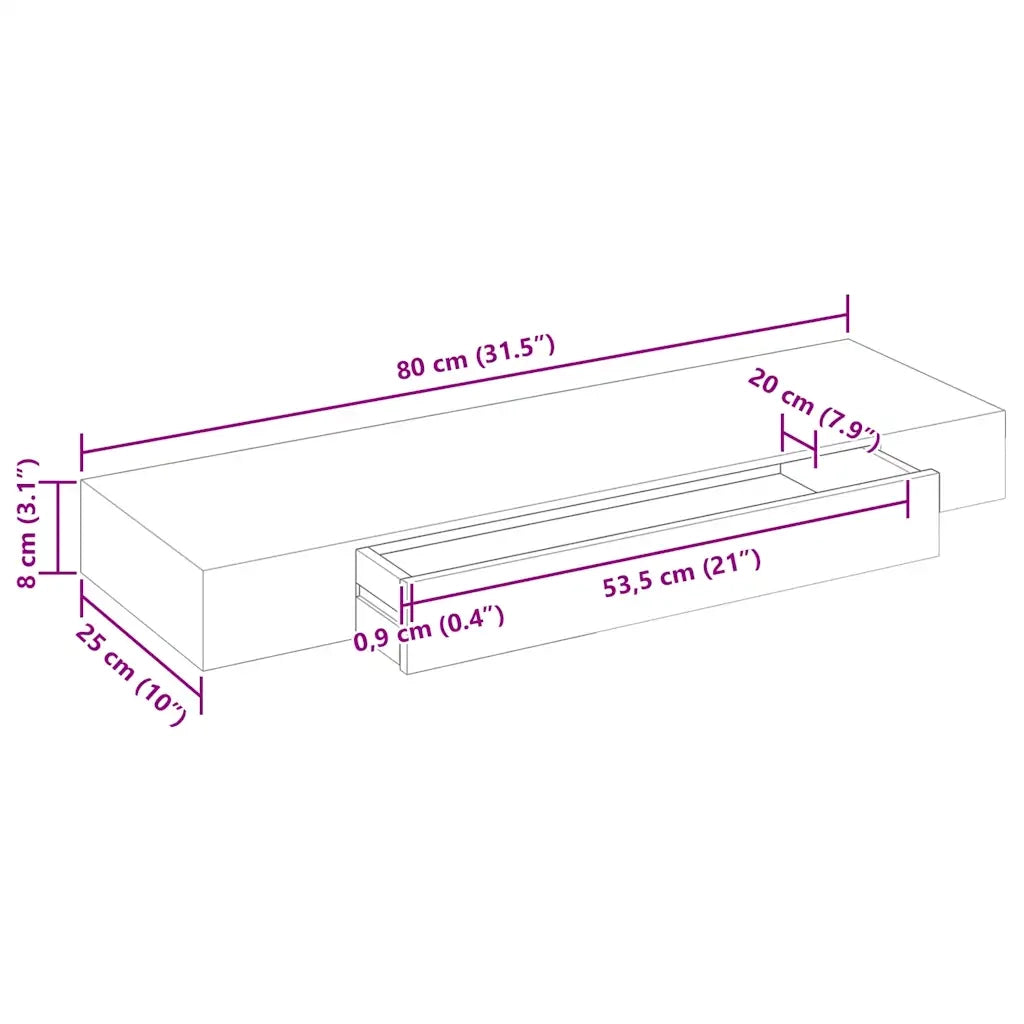 Mensola | Ripiano | Scaffale per Pareti Nera in MDF per Libri/DVD