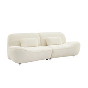 Divano in tessuto bouclé, 3 posti, crema