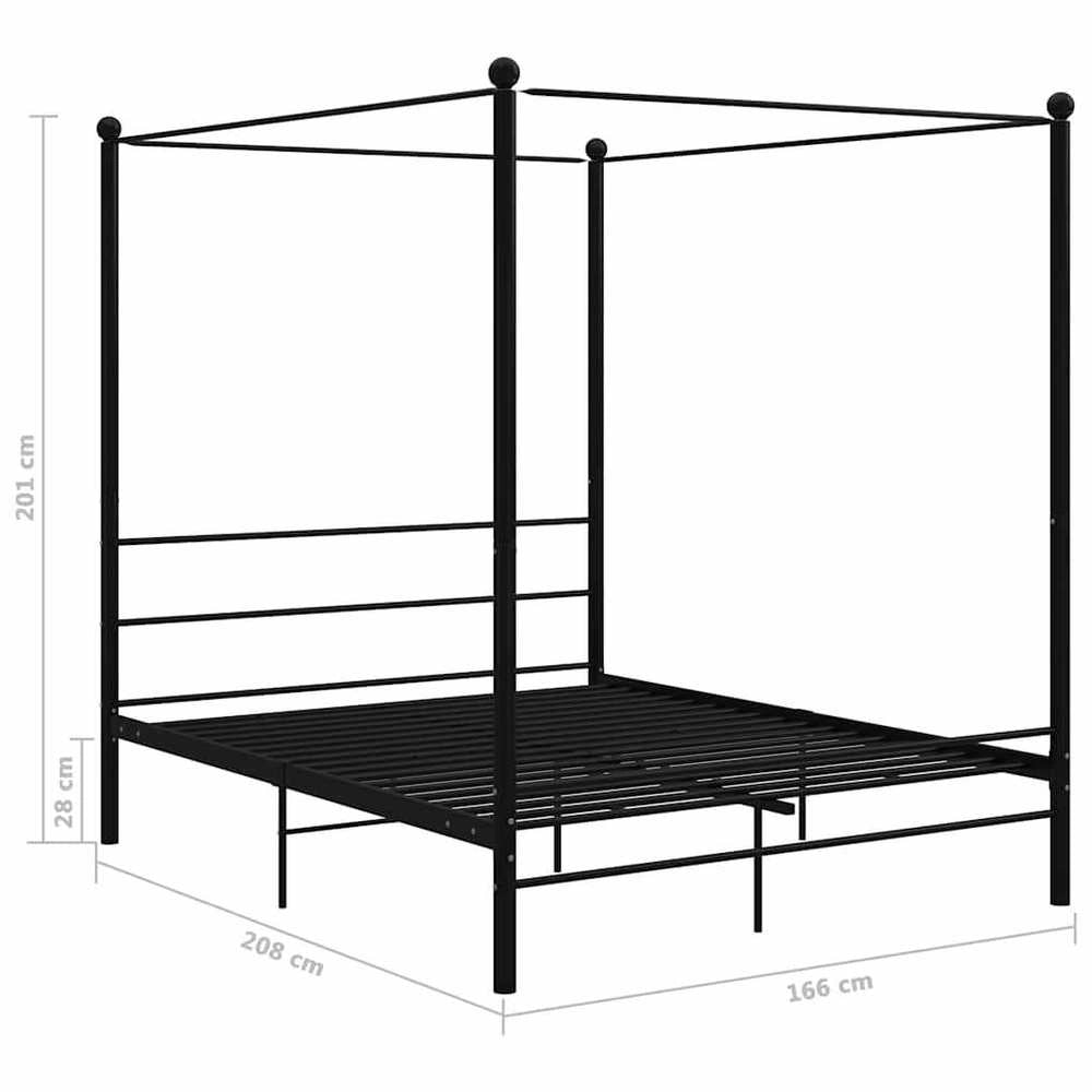 Canopy Bed, Black Metal, 160x200 Cm