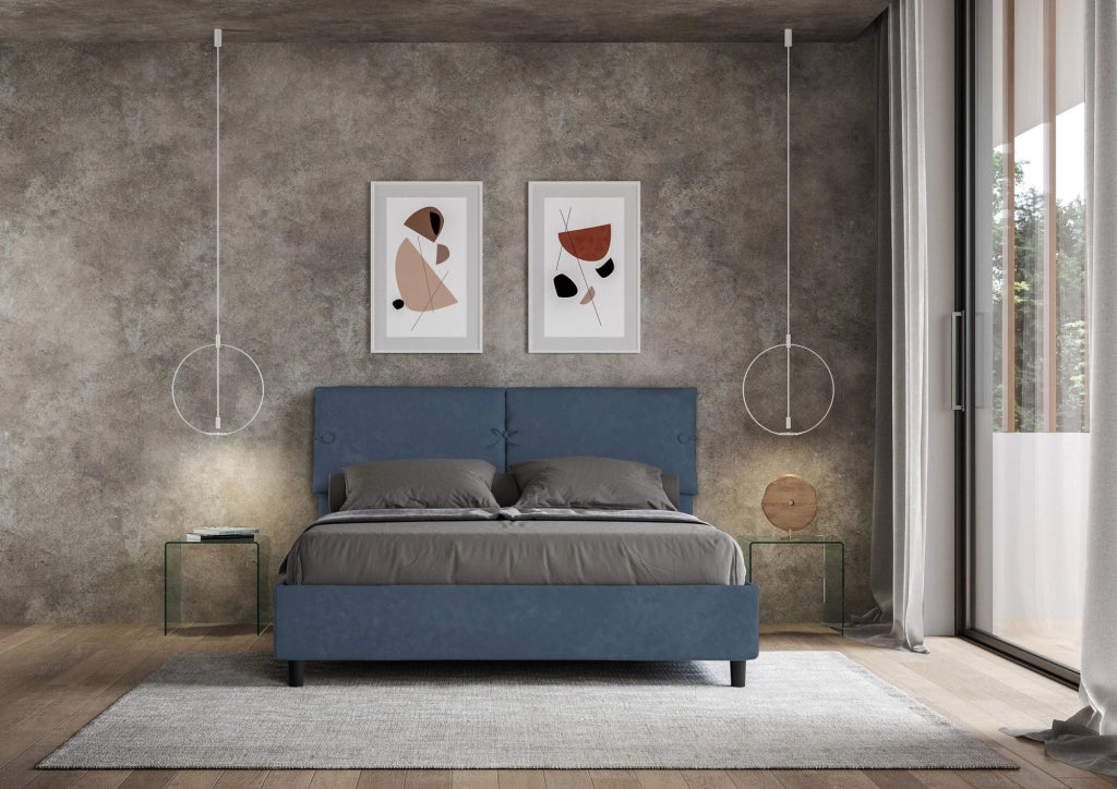 Letto Matrimoniale 160x200 cm con Rete e Contenitore Sleeper Blu