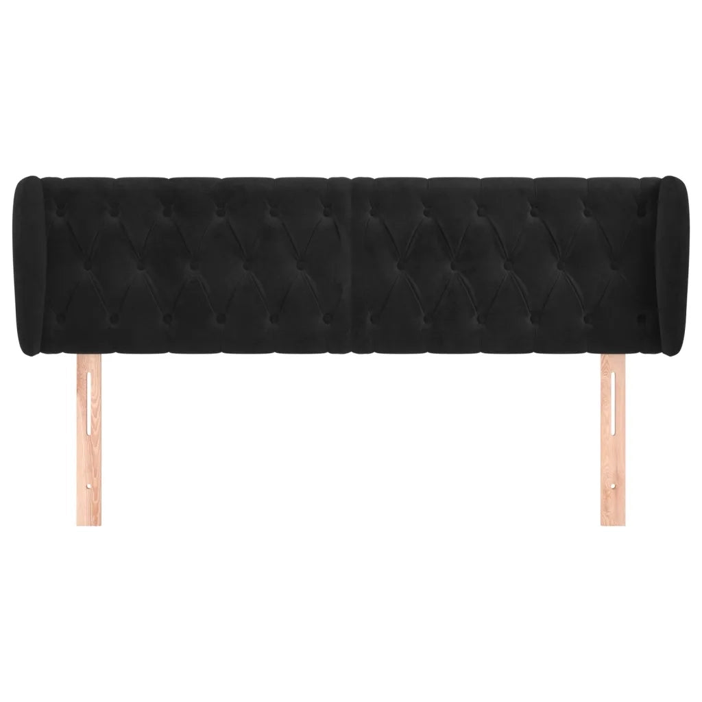 Testiera ad Orecchio-Testata con Orecchie Nera 163x23x78/88 cm in Velluto 263517