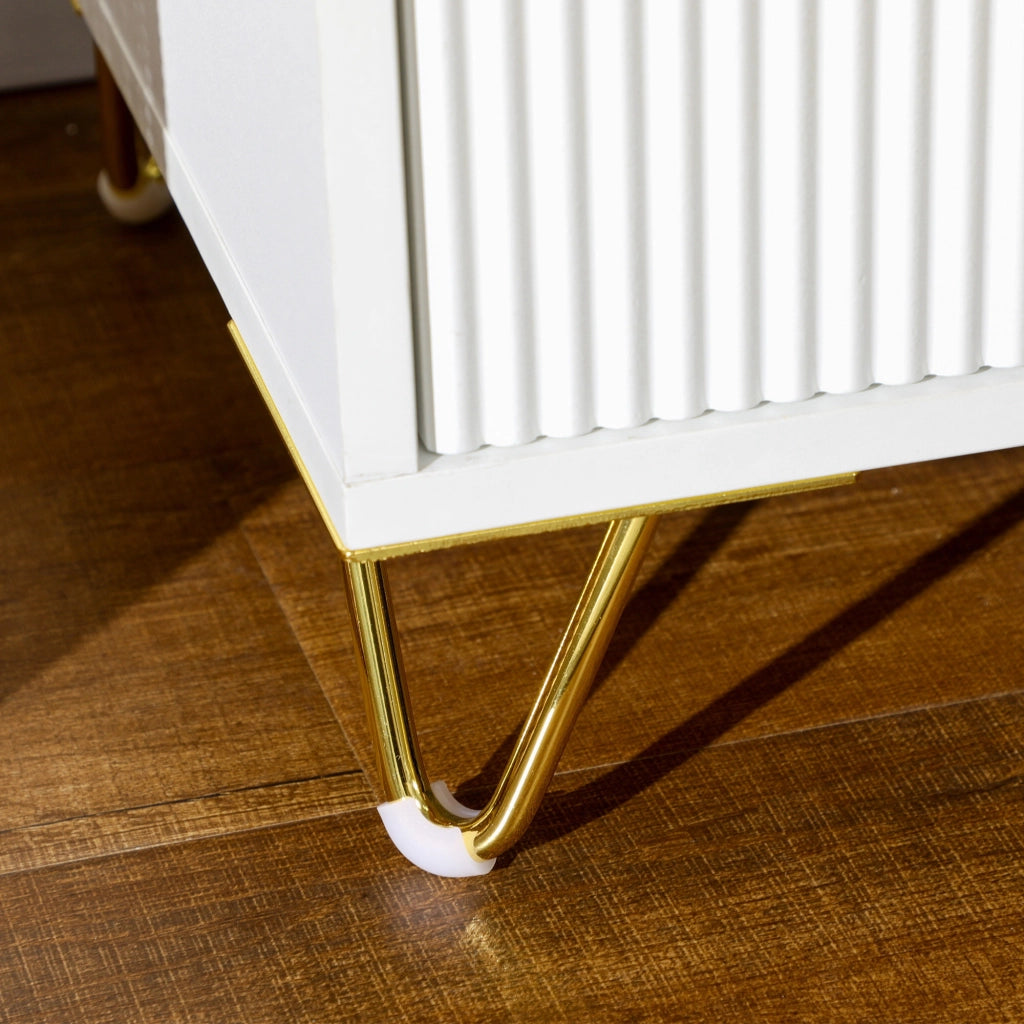 Comodino con 2 cassetti ¨C Xylo ¨C Bianco con gambe in metallo 40x40x47 cm