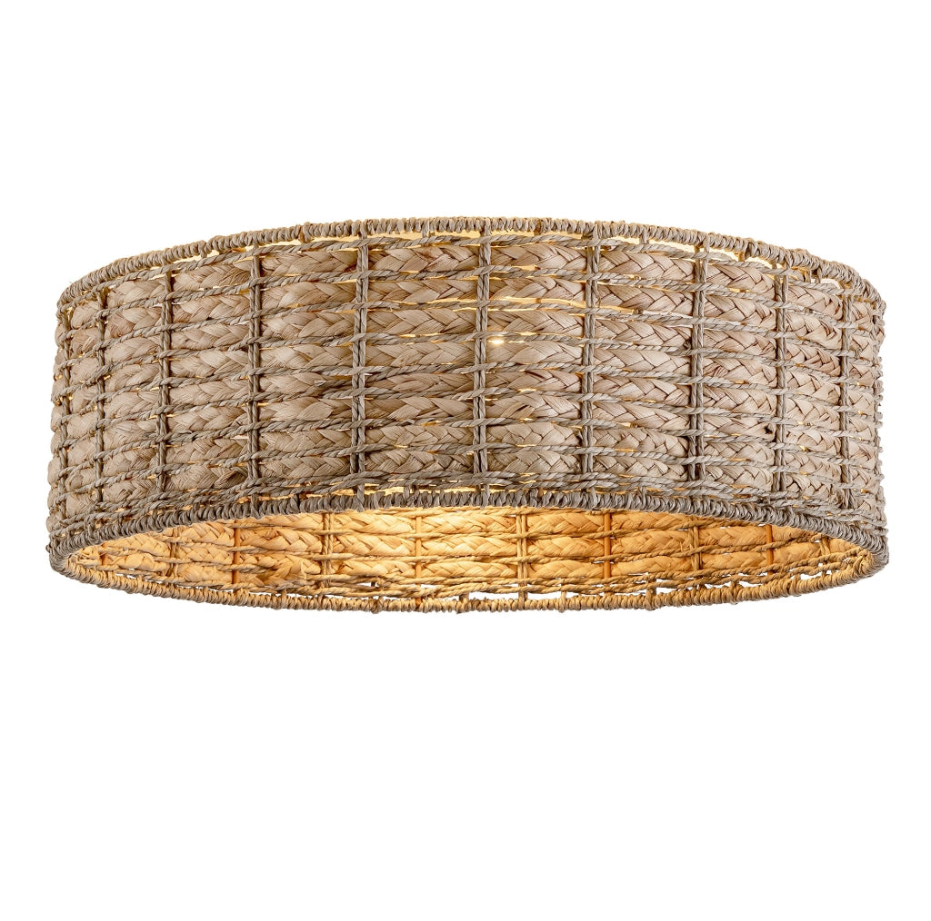Ventilatore da soffitto 19 pollici in rattan naturale con luce, controllo doppio tramite app e telecomando, 6 velocità reversibili, pale in ABS silenziose
