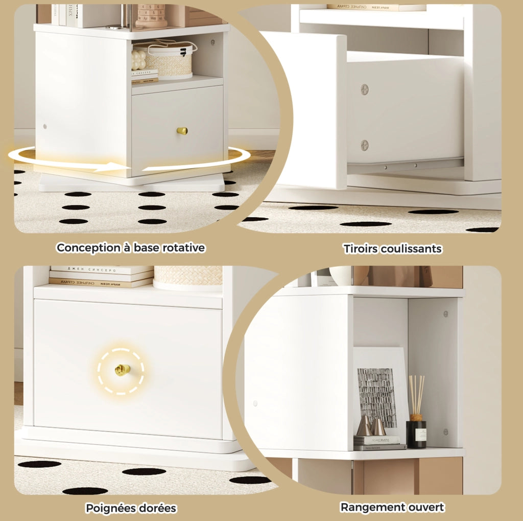 Vetrina girevole 50x50x160 cm con vetro temperato marrone e struttura MDF bianca e marrone