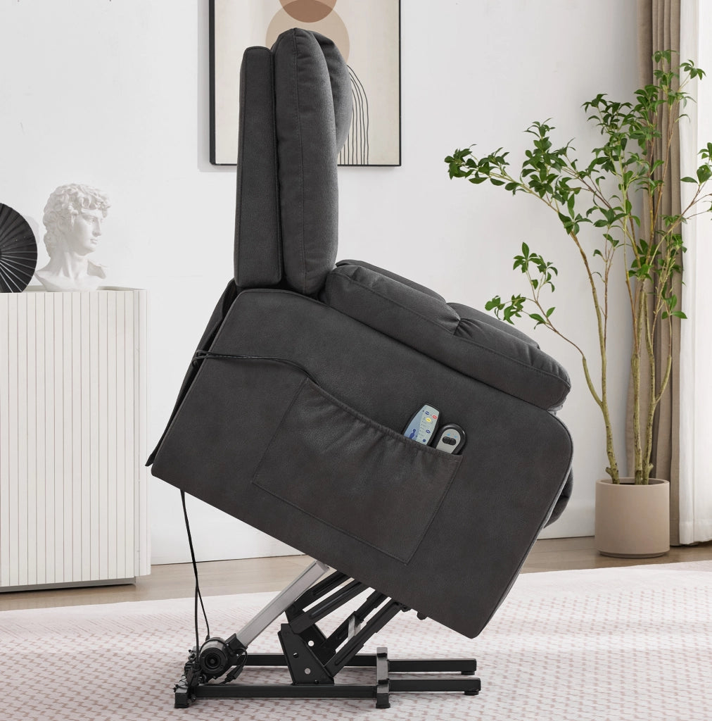 Poltrona relax elettrica alzapersona con massaggio e calore grigia HAVRYA