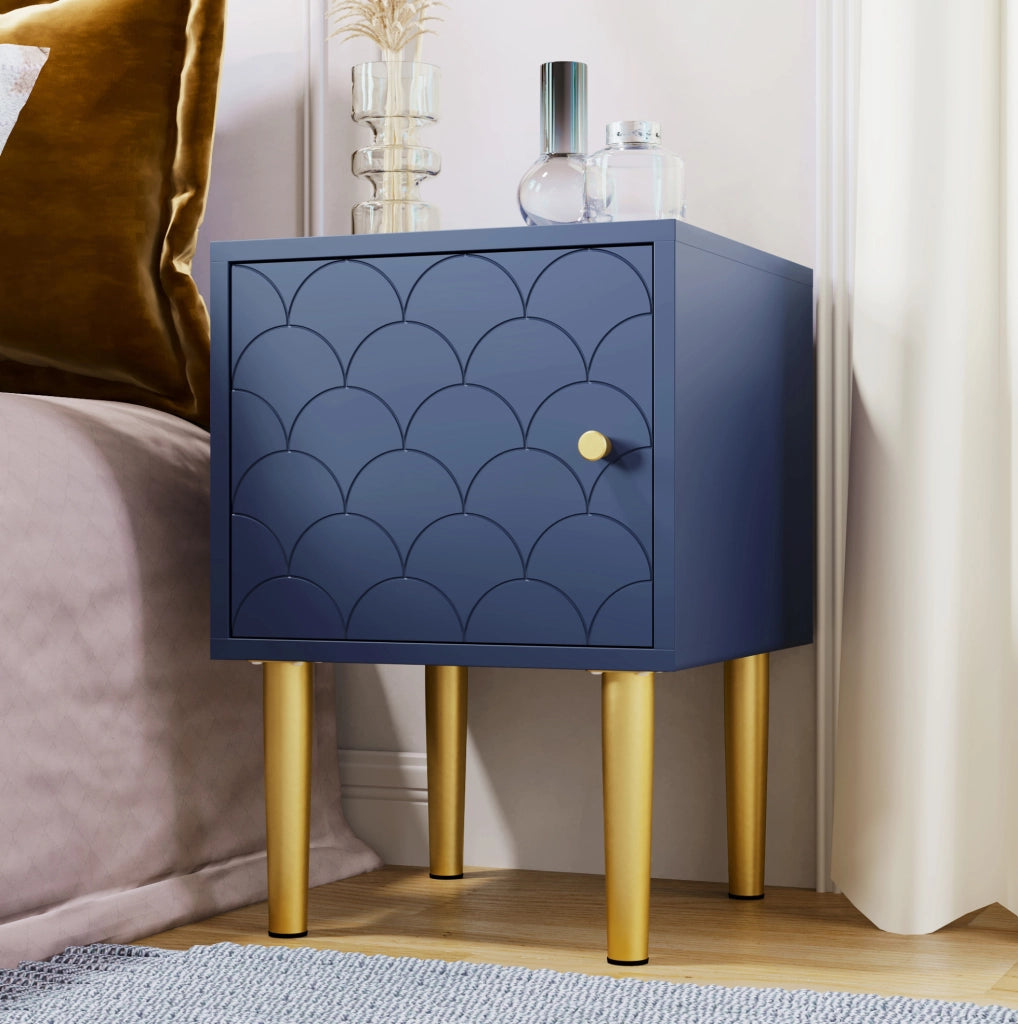 Set di 2 comodini 35 x 35 x 51 cm in truciolare e metallo blu navy