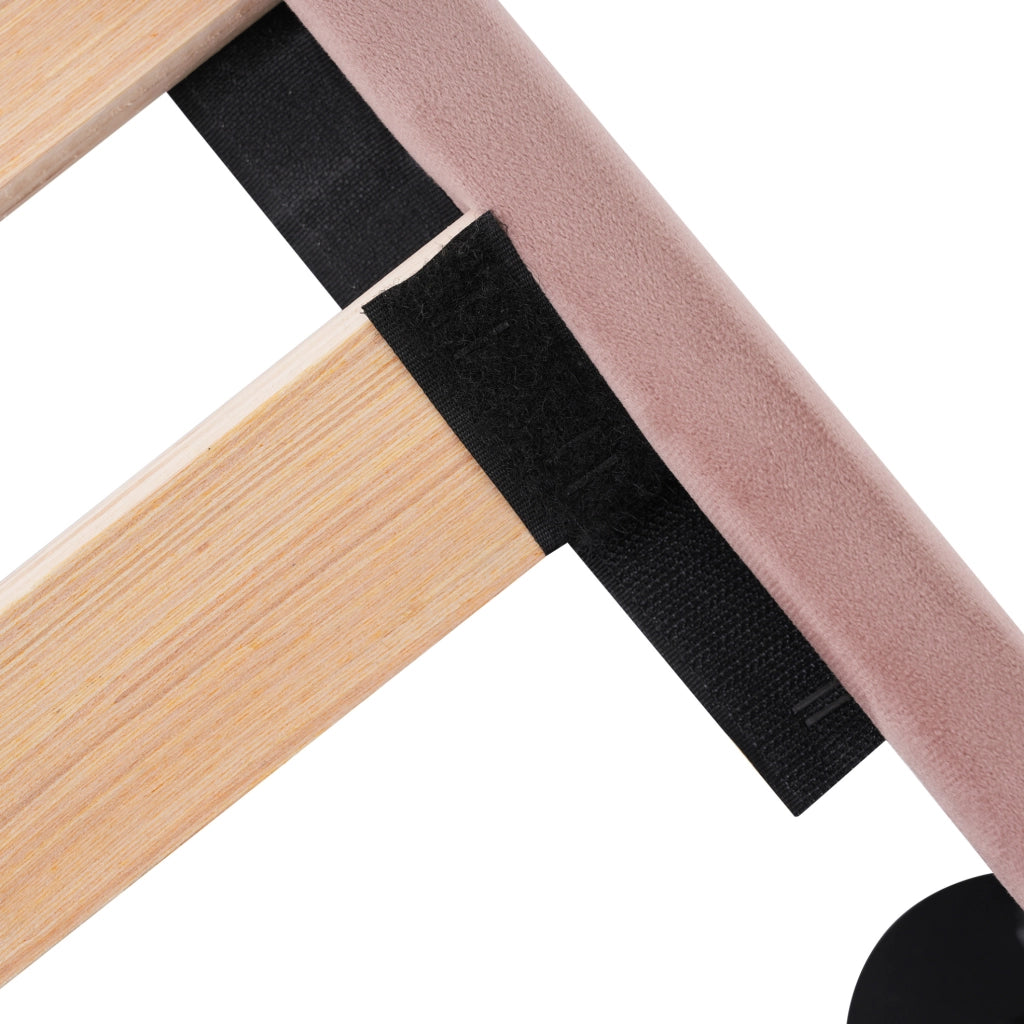 Letto imbottito singolo 90x200 cm in velluto rosa con USB e Type-C