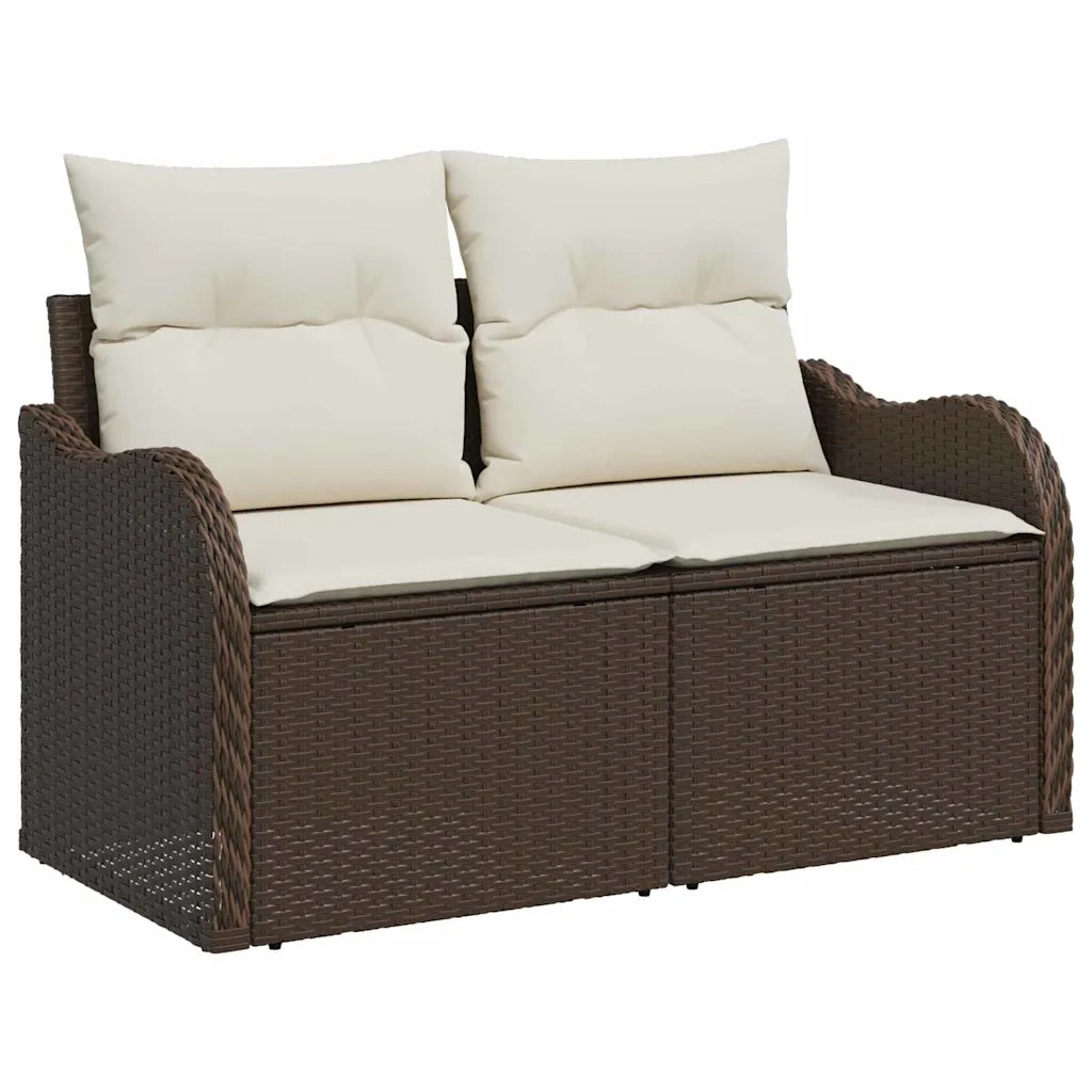 Set Divano da Giardino con cuscino 7 pcs Marrone e Crema