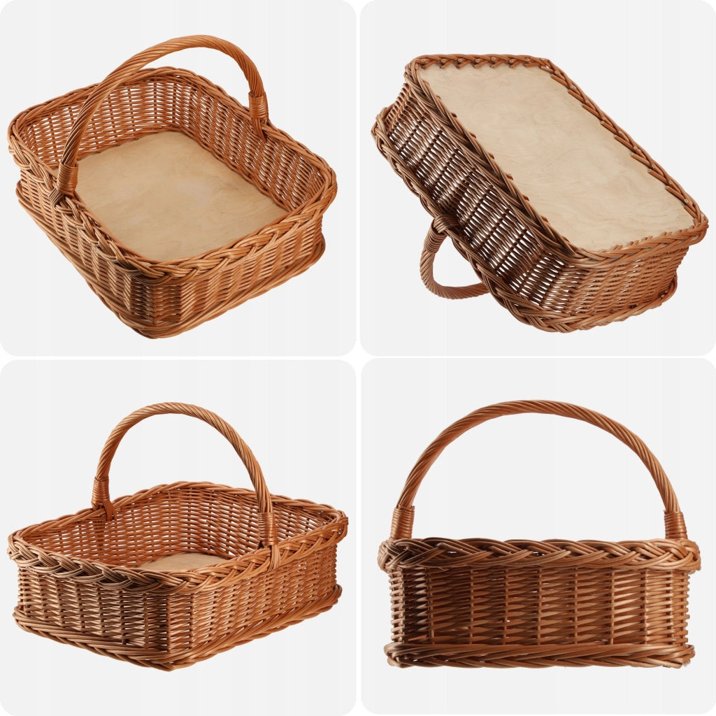 Cesto per la spesa in vimini KADAX, vassoio rettangolare per frutta da picnic, 52 cm