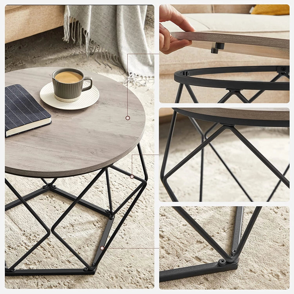 Set di 2 tavolini da caffè 50 x 40 cm e 40 x 36 cm d'appoggio pannelli di truciolato acciaio grigio 12_0006248