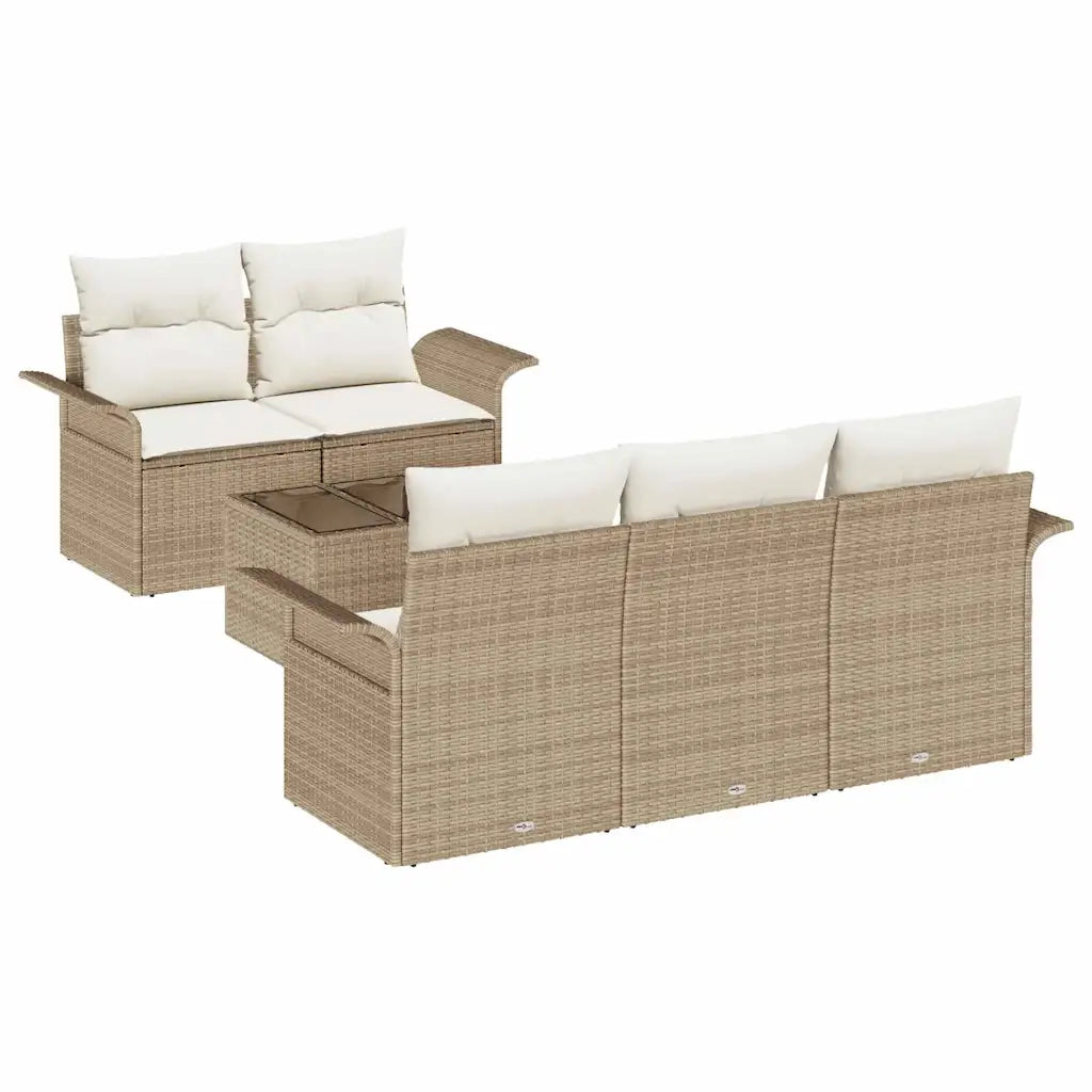 Set di divani con cuscino 6 pcs Beige polyrattan 3345241