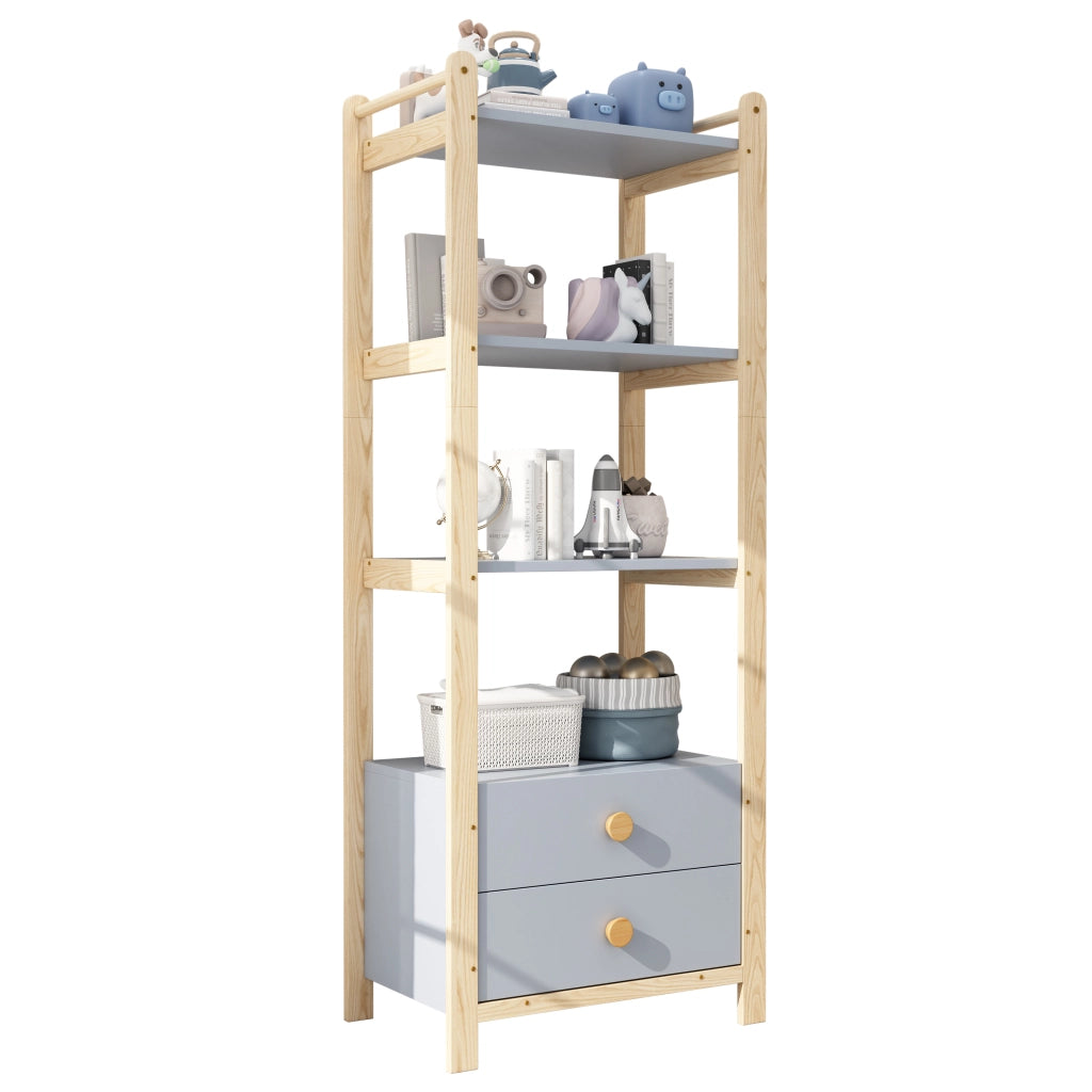 LIBRERIA 4 ripiani 2 cassetti 70x44x180 cm blu e legno
