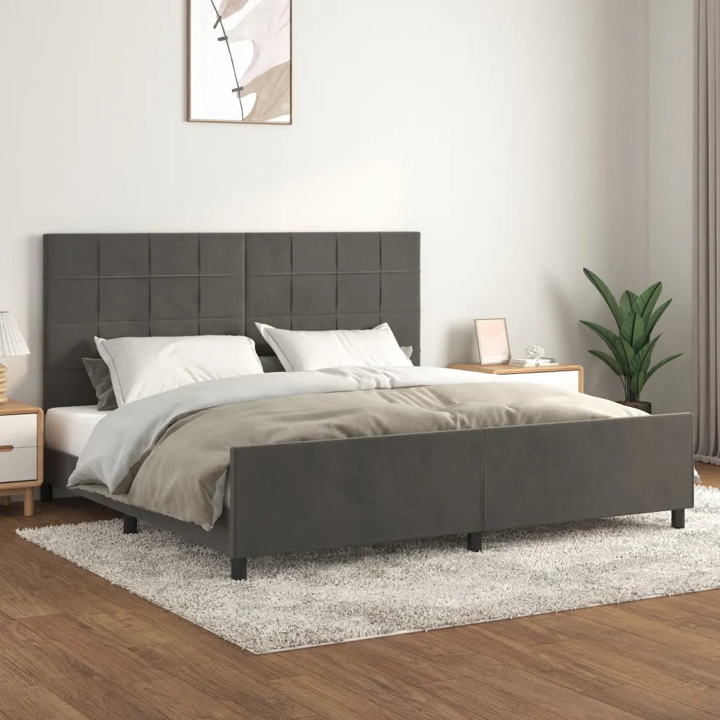 Giroletto senza Materasso-Struttura Letto Grigio Scuro 200x200 cm Velluto 652191