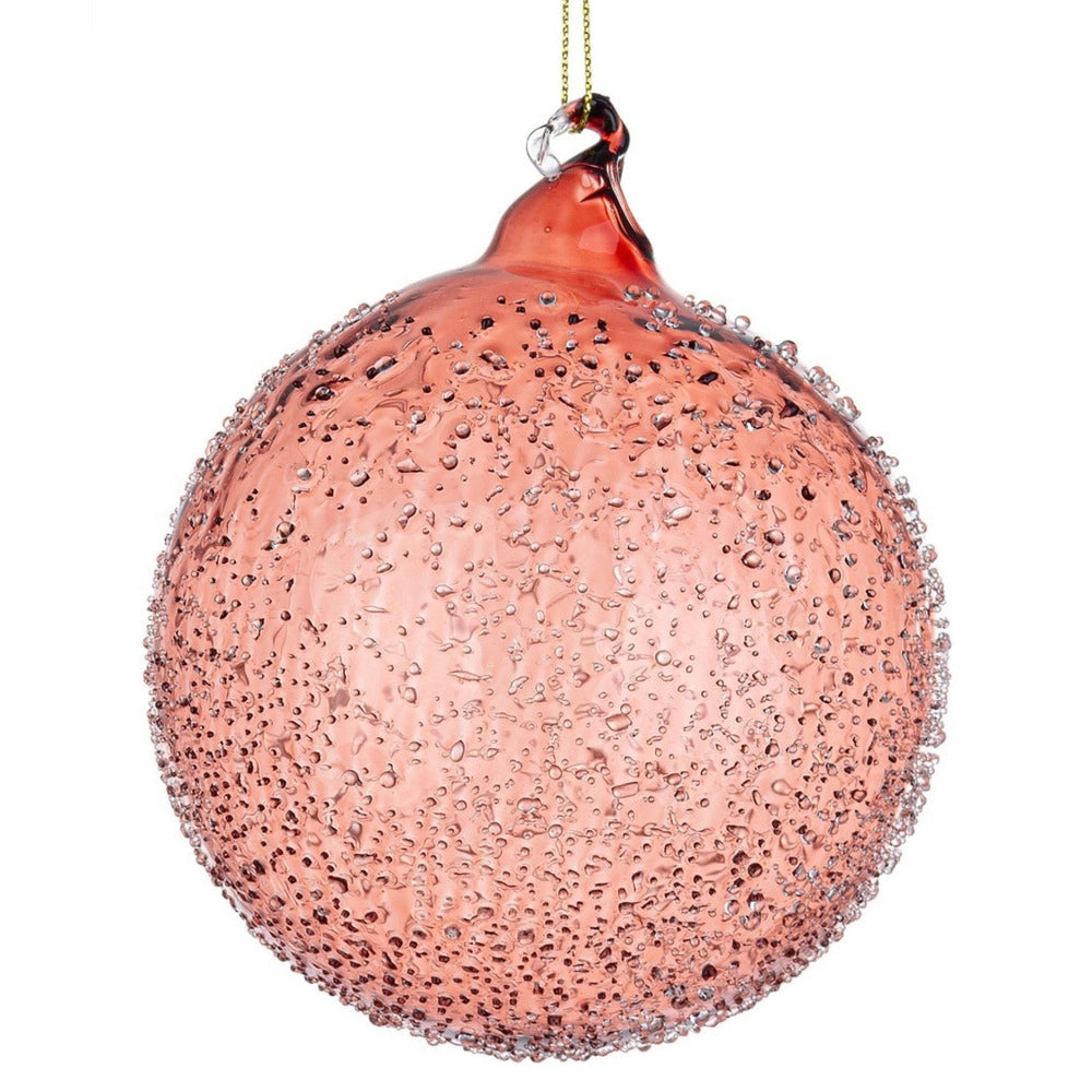 Palline di Natale in Vetro Rosse effetto Gocce Pioggia Saturno Diametro: 150 mm