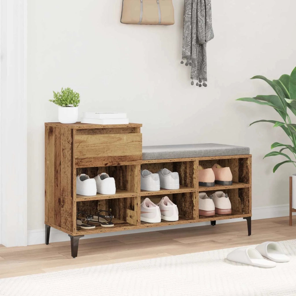 Mobile per scarpe con cassetto Legno vecchio 102 x 36 x 60 cm 881042