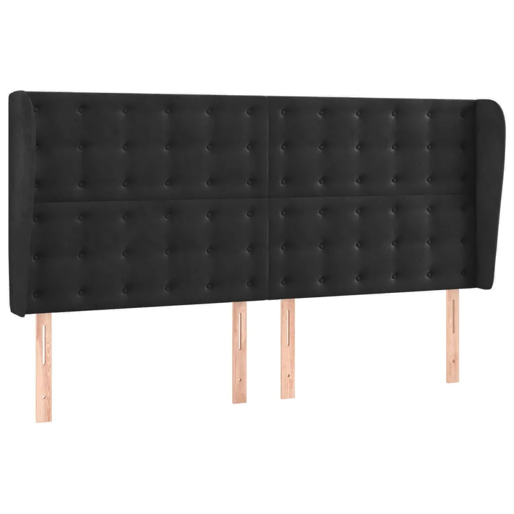 Testiera ad Orecchio-Testata con Orecchie Nera 163x23x118/128 cm in Velluto 859240