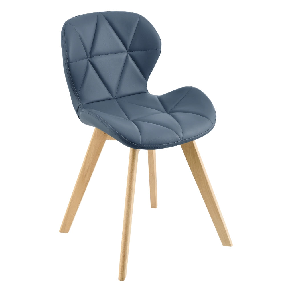 Set 4 Sedie Älmhult con Rivestimento in Similpelle Trapuntata - Blu [en.casa]