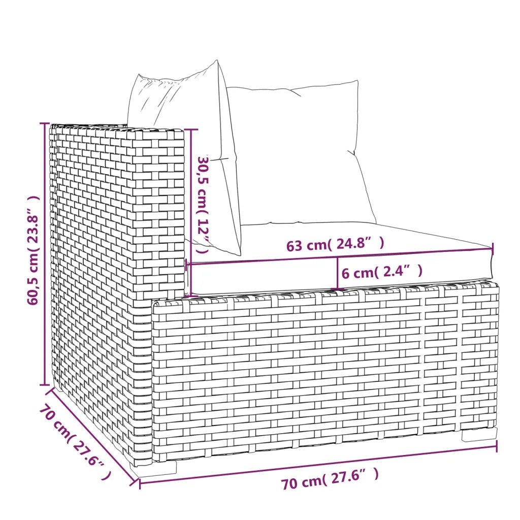 Set Divani da Giardino 7 pz con Cuscini in Polyrattan Marrone 3101731