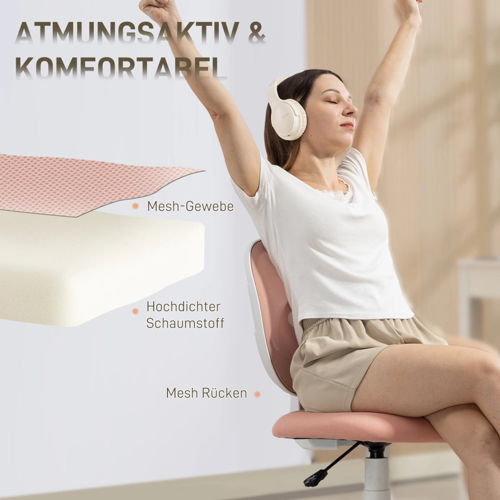 Sedia da ufficio ergonomica con supporto lombare a C, regolabile in altezza ¨C Xylo ¨C Rosa
