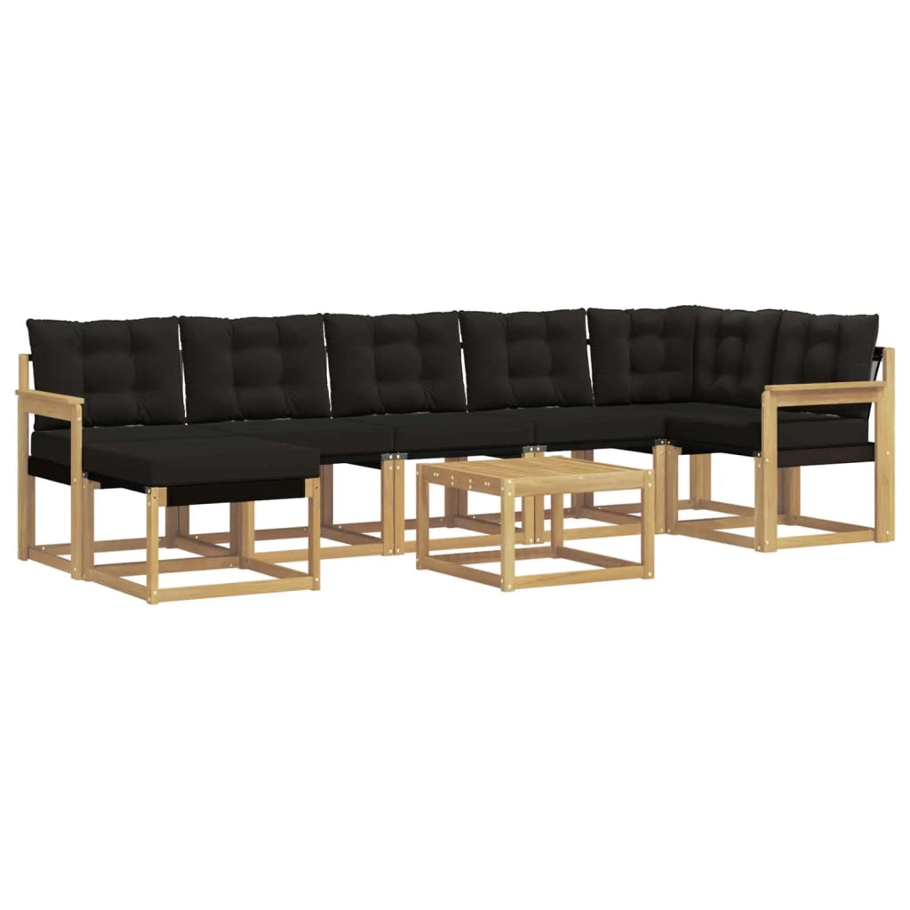 Set di divani da esterno con cuscino 8 pcs Bianco e Nero 3389710