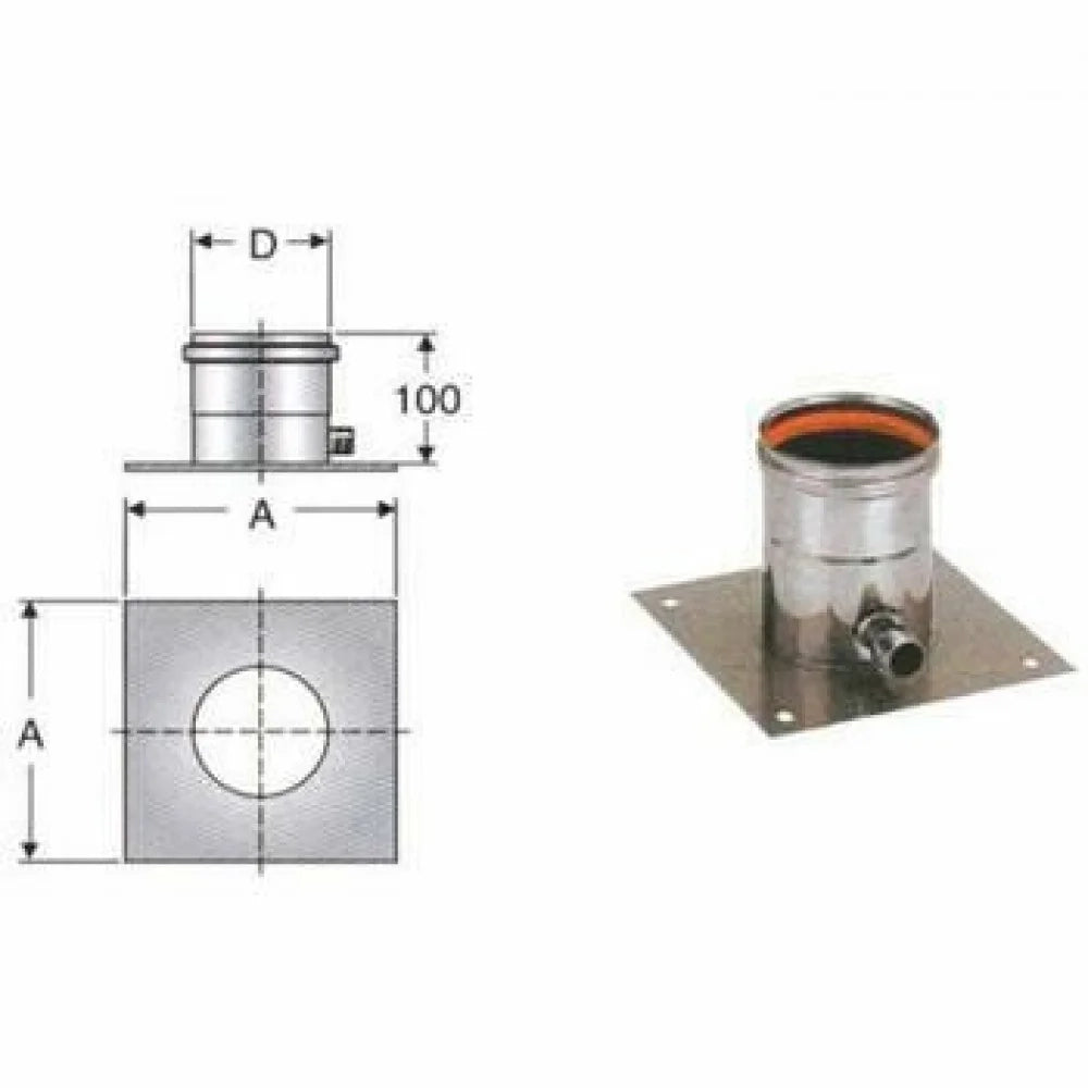 Inox mono parete aisi 316 piastr a scarico condensa d.180 i b08x9