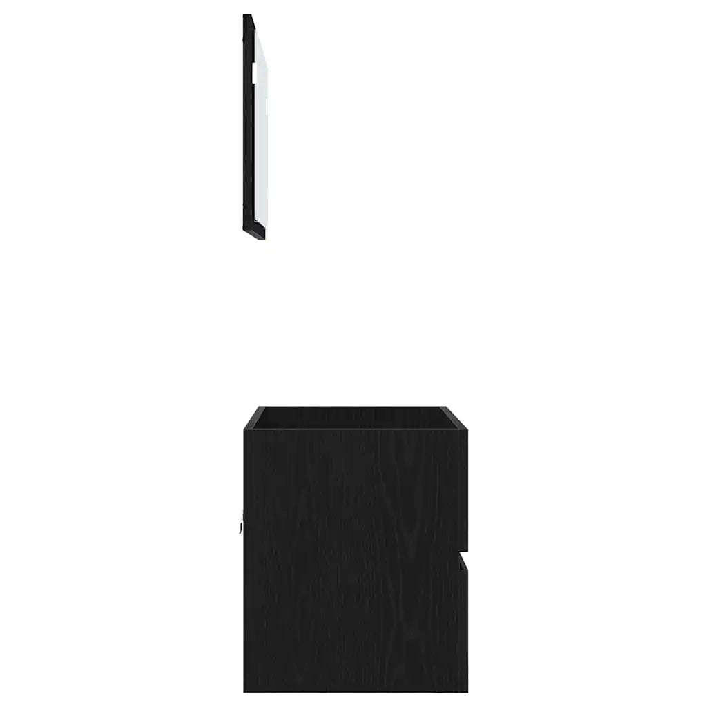 Set di mobili per il Bagno | Armadio da bagno con cassetto 2 pz Rovere Nero