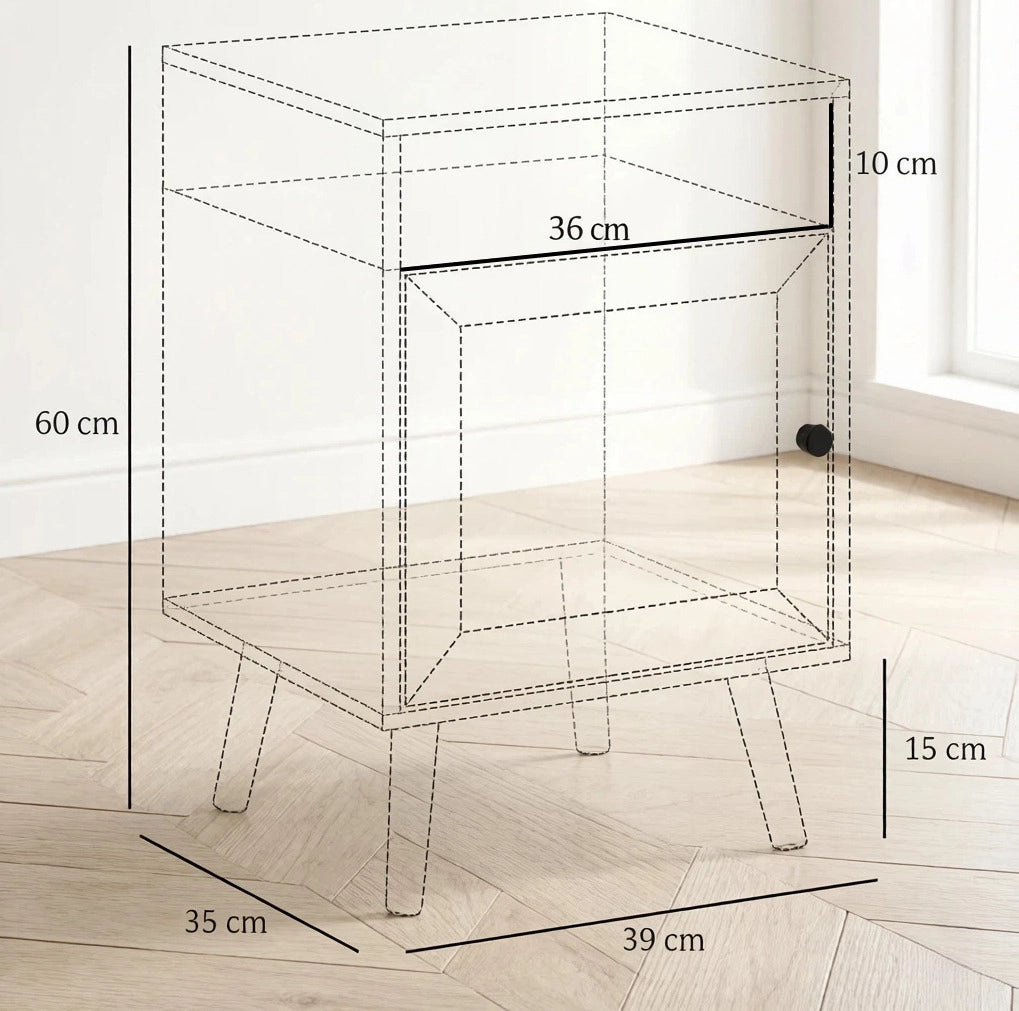Set di 2 comodini 39x35x60 cm con anta in rattan in MDF e truciolare naturale
