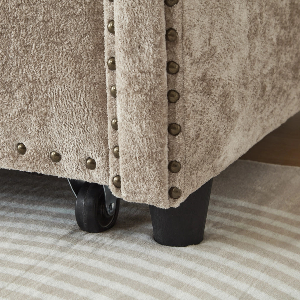Divano letto 2 posti ULEVR 120x80x82 cm, schienale regolabile 110¡ã/145¡ã/180¡ã, letto estraibile, marrone e grigio