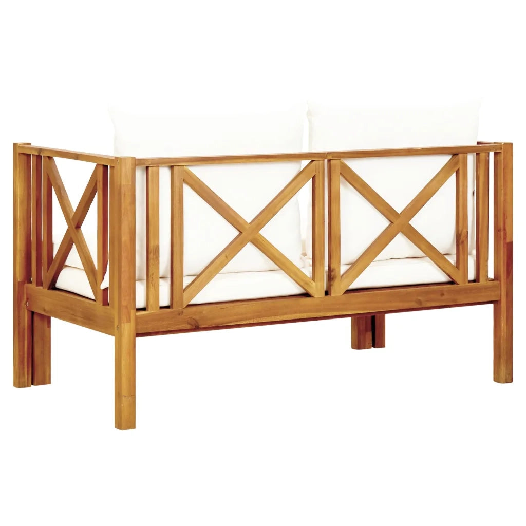 Panchina da Giardino | Panca da Giardino 2 Posti con Cuscini 120cm Massello di Acacia