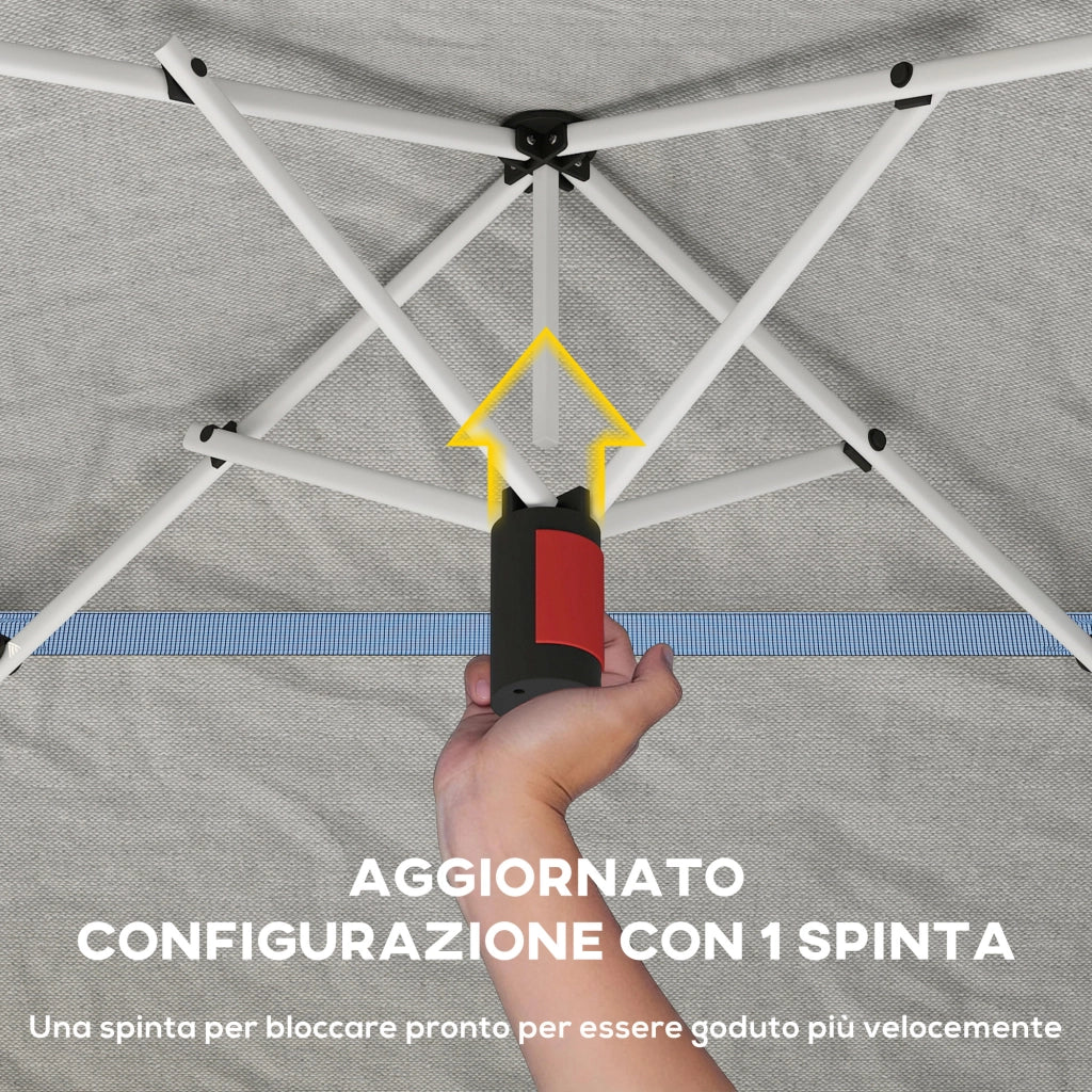 Gazebo Pieghevole Pop Up 3.5x3.5m ¨C Xylo ¨C Doppio Tetto Metallo Tessuto Oxford Grigio Scuro