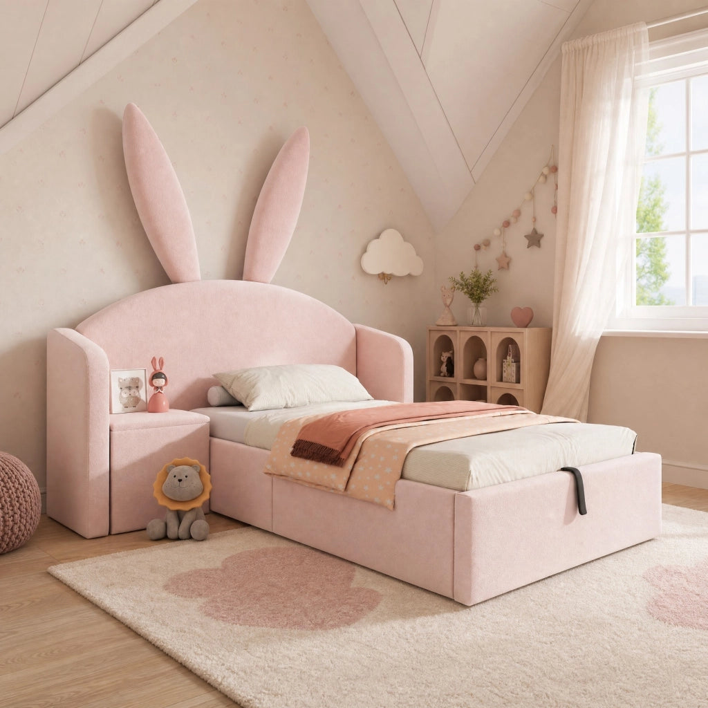 Letto contenitore 180 ¡Á 200 cm con vano idraulico LED USB e Type-C in lino grigio con testiera imbottita