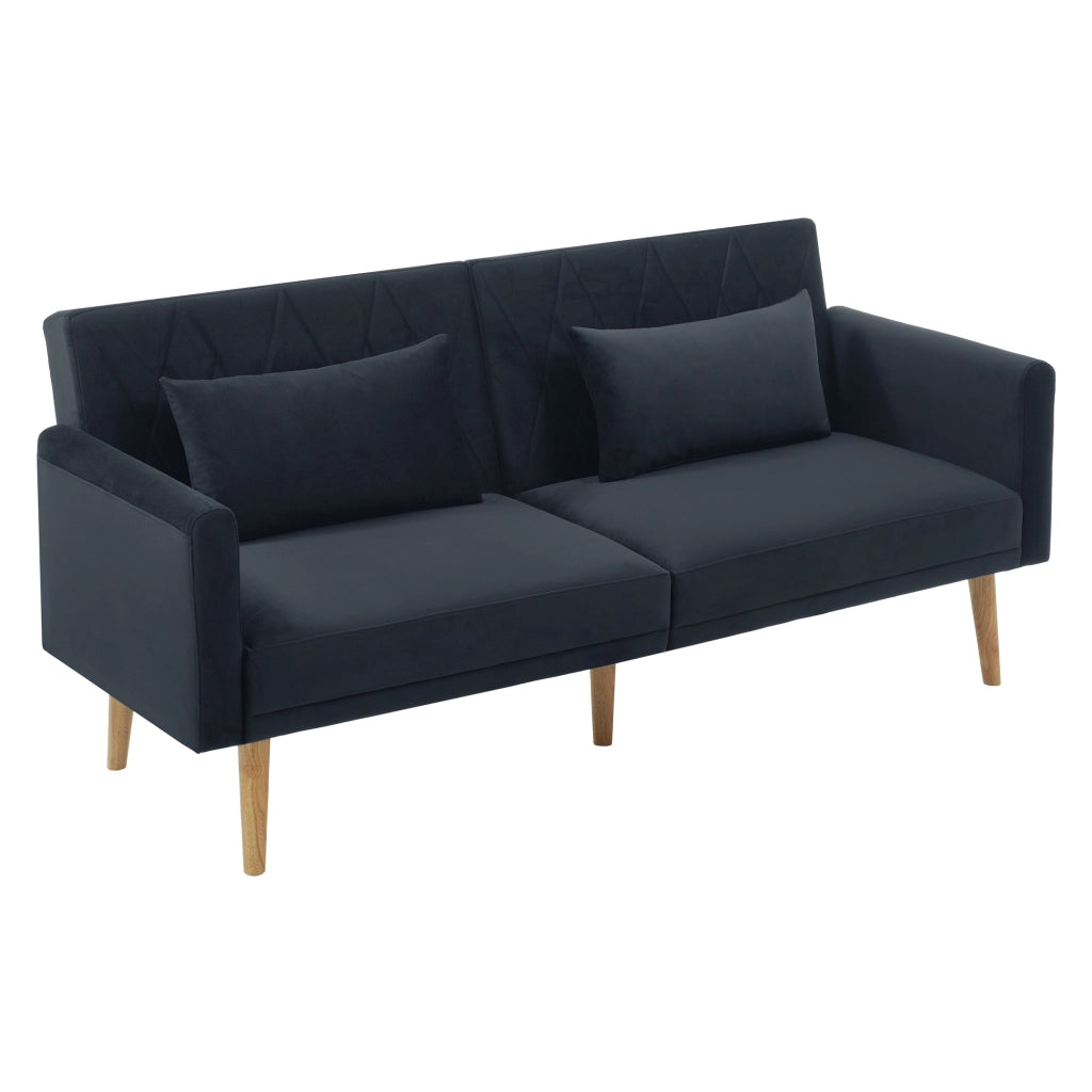 Divano letto 2 posti 180 cm con schienali regolabili in velluto nero