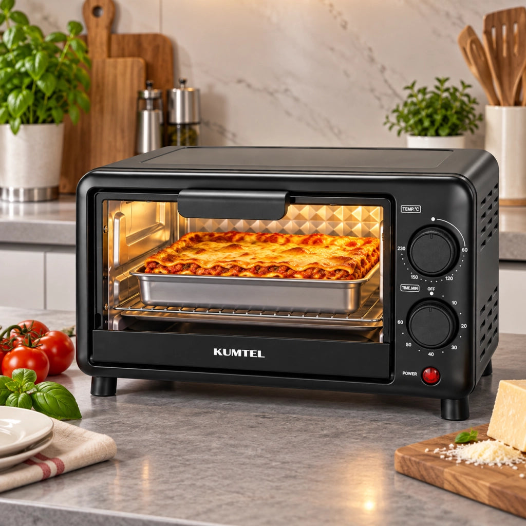 Mini Forno Elettrico 10L 800W Timer 60 min Temperatura regolabile 60-230° Nero