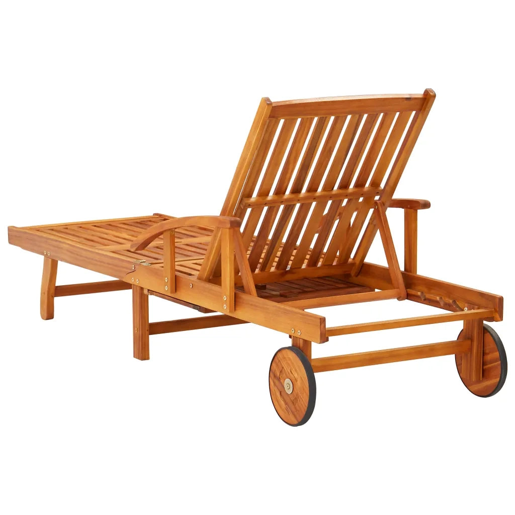 Lettino Prendisole 2pz con Tavolo e Cuscini Massello d'Acacia 3077356