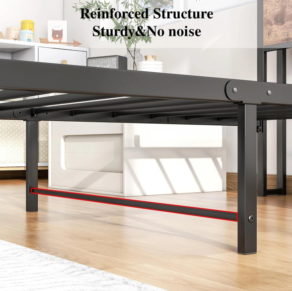 Letto singolo 90 x 200 cm in metallo e MDF con rete e vano sottoletto
