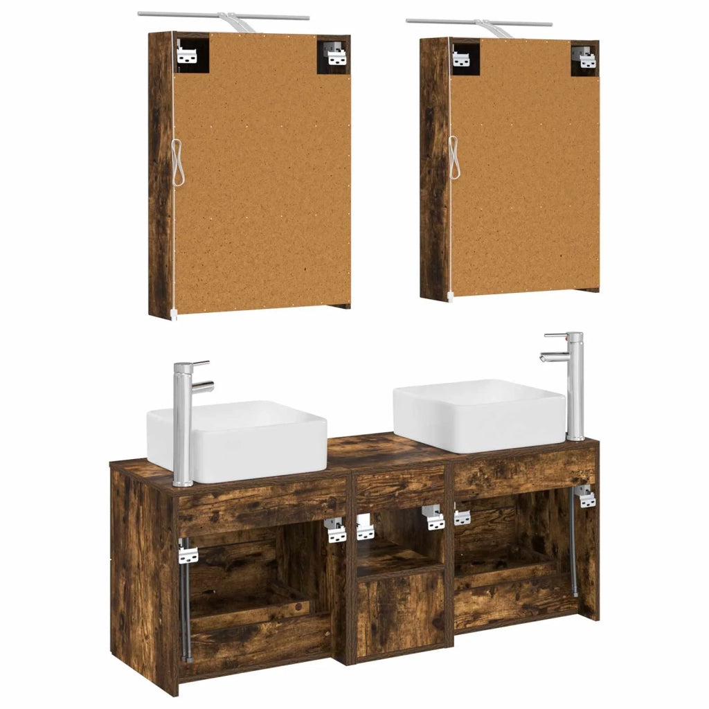 Set di mobili per il bagno 5 pz Rovere Fumo 3406755