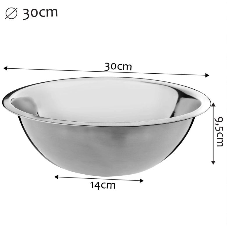 Ciotola da cucina KADAX rotonda in acciaio inox da 30 cm per insalate e cottura