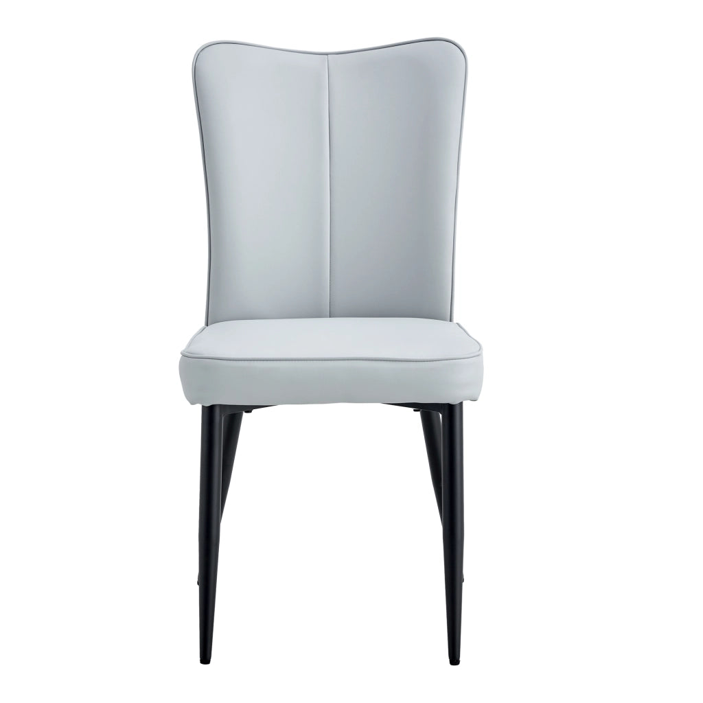 Set di 2 sedie da pranzo - con schienale ergonomico e piedi regolabili - in PU grigio chiaro e nero