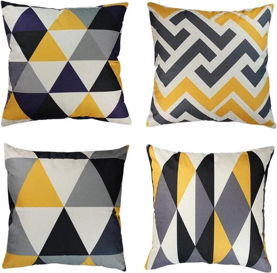 Set di cuscini decorativi gialli 40 x 40 cm a geometria - Pacchetto da 4